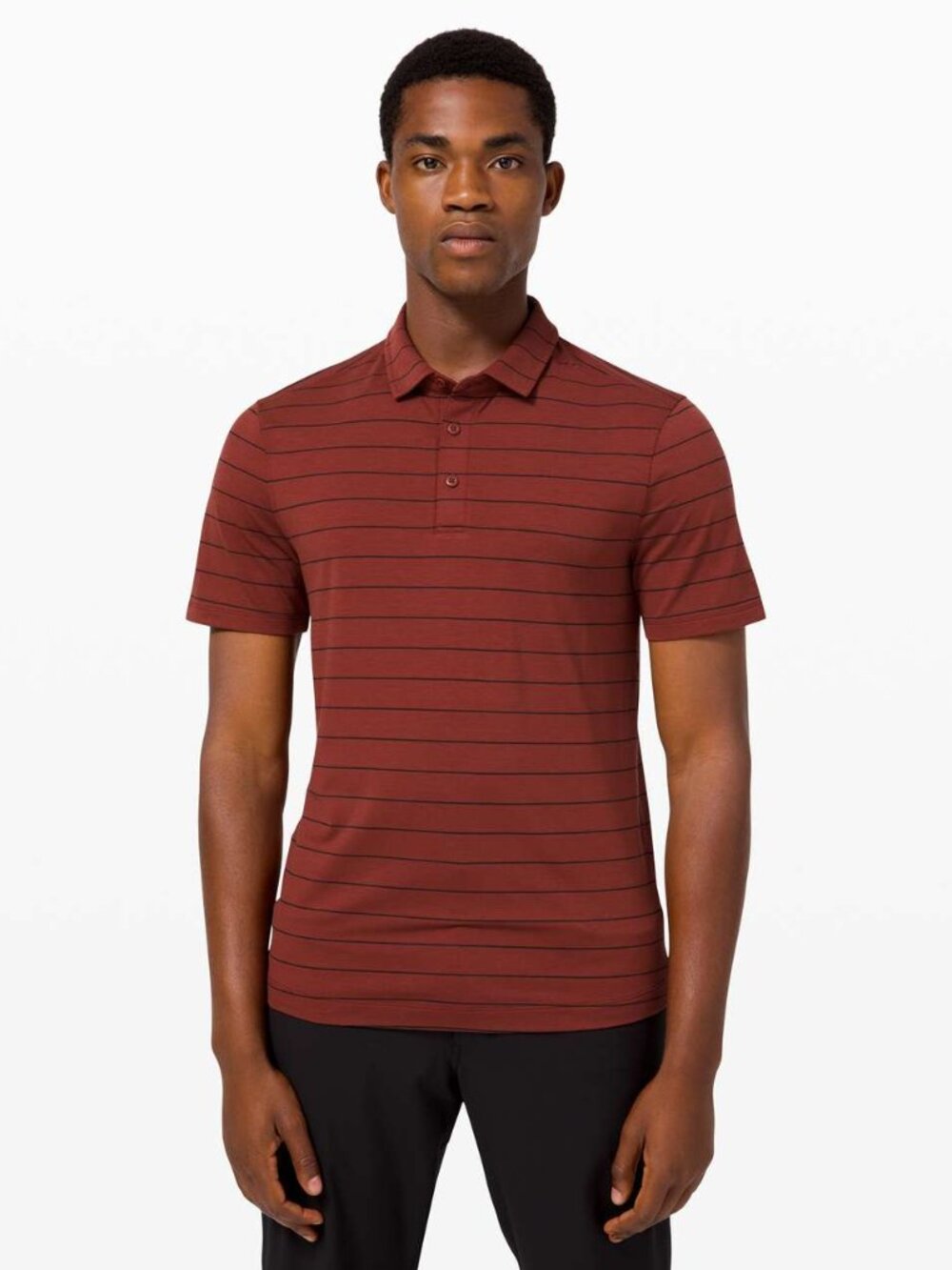 Lululemon Men's Evolution Polo - Savannah/Black Stripe